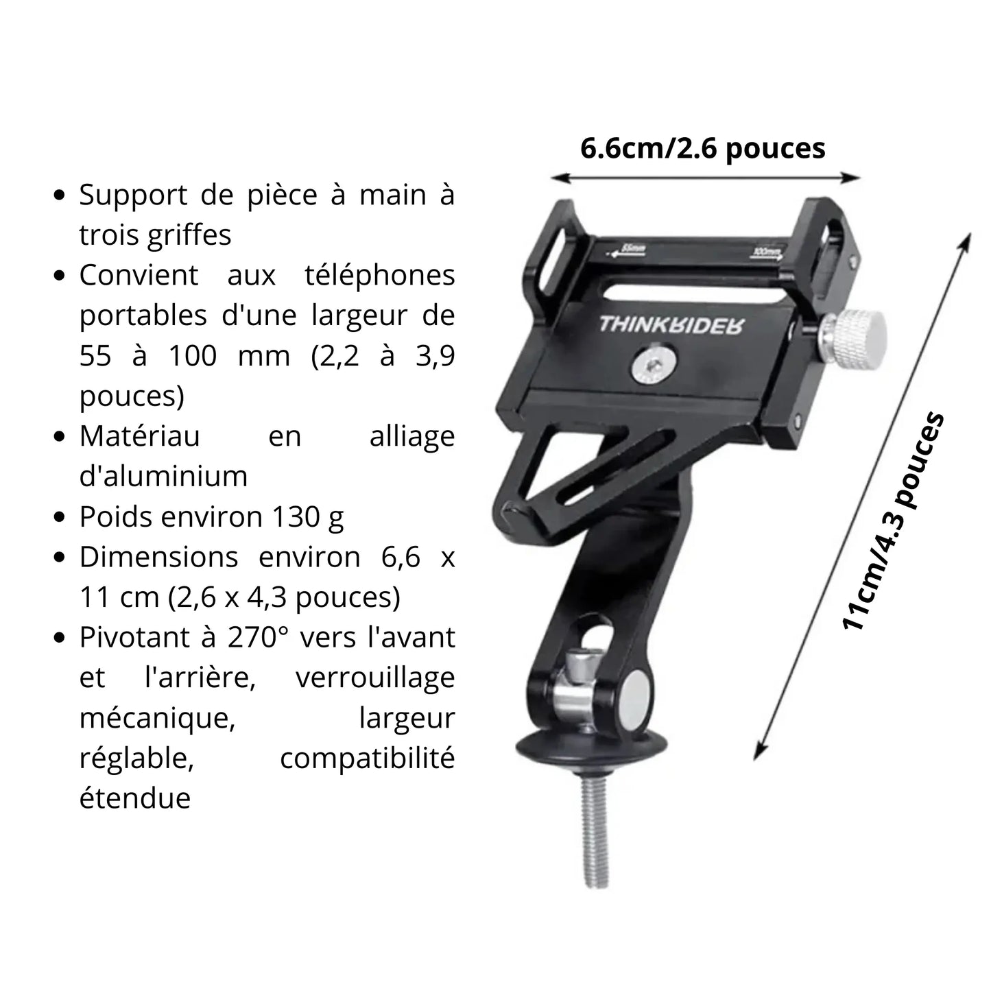 Support Telephone Velo Aluminium